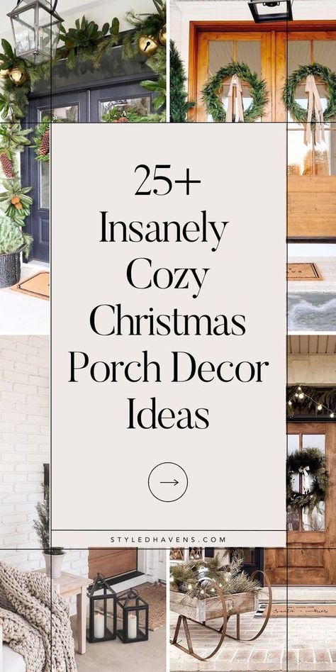 On the hunt for outside Christmas decorations for 2024? Whether you are a die-hard neutral Christmas decor kinda girl, lean more towards minimalist Christmas decor or simply want to see some Christmas porches for the perfect classy Christmas - these modern outdoor Christmas porch decor ideas are a must-see! (Christmas front porch inspo & Christmas porch decor we love) Porch Decorating Christmas, Christmas Planters Outside Front Porches, Christmas Porch Decorating Ideas, Christmas Porches, Winter Porch Decor, Christmas Entry, Minimalist Christmas Decor, Christmas Color Palette, Outside Christmas Decorations