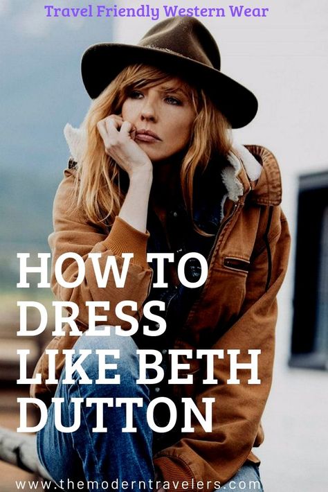 How to Dress like the characters on Yellowstone, Beth Dutton style, Yellowstone wardrobe, Travel Friendly rancher style, Packable Cowgirl Hats, How to pack for Equestrian Travel Womens Western Outfits, Yellowstone Outfits, Beth Dutton Style, Ranch Outfits, Yellowstone Beth Dutton, Western Inspired Outfits, Western Outfits For Women, Yellowstone Beth, Country Western Outfits