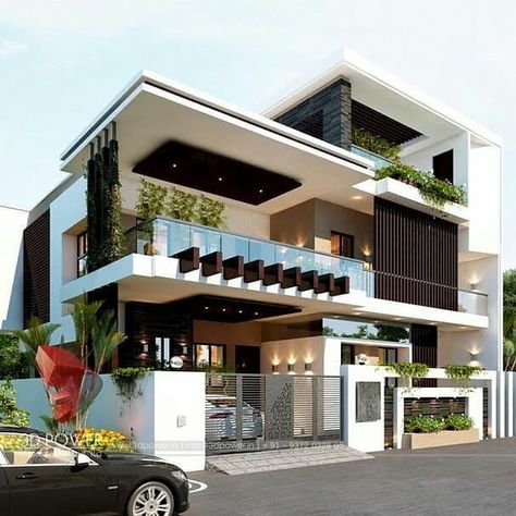 I think this is amazing house design. What do you think? 📷Credit to photographer, Designer, Owner. Fasad Design, House Architecture Styles, Ultra Modern Homes, Pelan Rumah, Eksterior Modern, A Modern House, 2 Storey House Design, Small House Elevation, Small House Elevation Design