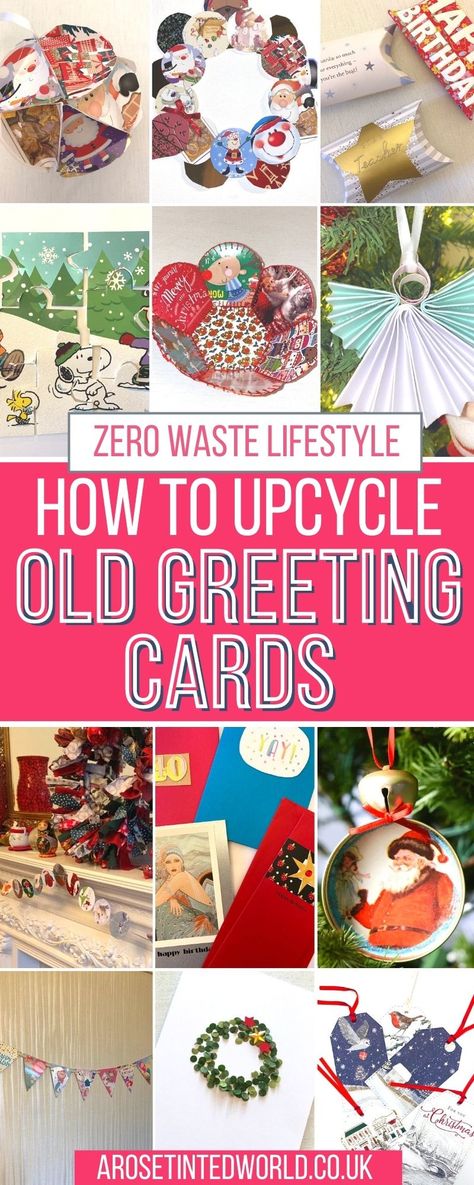 Upcycling, Cards Craft Ideas, Christmas Birthday Cards, Recycle Christmas Cards, Old Birthday Cards, Recycled Cards, Old Greeting Cards, Cards Craft, Christmas Card Ornaments