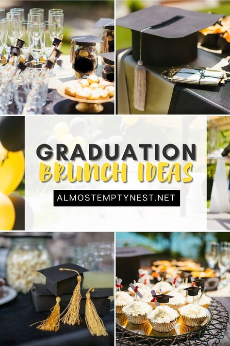 Senior Graduation Breakfast, Grad Breakfast Ideas, Senior Breakfast Table Ideas, Brunch Party Menu Buffet, Graduation Party Ideas Food Brunch, Breakfast Graduation Party Food, Breakfast Bar Graduation Party, Brunch Ideas For Grad Party, Brunch Open House Food Ideas