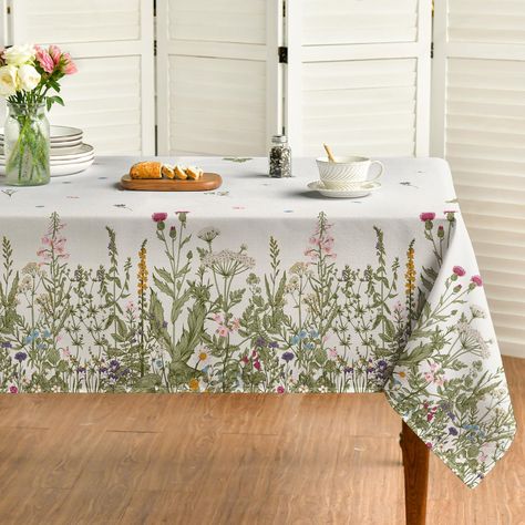 PRICES MAY VARY. High Quality & Durable : Made of 100% spun polyester, sturdy sewing, soft and durable, protecting your tables and furniture from scratches, stains and sun rays Home Decor : Add flair to your home decor with Horaldaily colorful tablecloth. Perfect for kitchen dining daily use themed party decoration, holiday and special events celebration Fits Table Size : Fits 28 x 46 inch to 40 x 54 inch table that can seat 4-8 people, better match your table and give you a delightful dining ex Spring Tablecloths, Picnic Dinner, Dinner Decor, Waterproof Tablecloth, Dinner Decoration, China Design, Floral Table, Floral Tablecloth, Vintage Spring