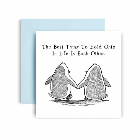 PRICES MAY VARY. The Best Thing to Hold onto in Life is Each Other: This Huxters valentines card paints the story of true Love! I celebrates life’s journey together. A Beautiful card to match a beautiful relationship, whether it is an anniversary or a new couple making adventures happen together. Depicting two beautiful penguins this is real love. Stay Original: Is your wedding or relationship anniversary just around the corner and you want to impress your loved one with a beautiful card? Tired Pottery Anniversary Gift For Him, Quote For Couple, Cute Anniversary Cards, Penguin Card, Anniversary Card For Husband, Relationship Anniversary, Beautiful Relationship, Anniversary Cards For Him, February Ideas