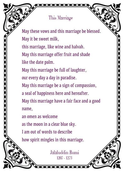 The Marriage - Rumi Marriage Verses, Marriage Poems, Wedding Reading, Wedding Ceremony Readings, Rumi Poem, Jalaluddin Rumi, Rumi Love Quotes, Rumi Love, Wedding Readings