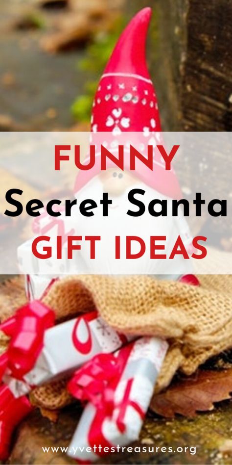 Check out these funny secret Santa gift ideas. These secret Santa gifts are perfect for coworkers and Christmas parties. Come and have a good laugh at our secret Santa gifts. #secretsantagifts #secretsantaideasforwork #giftsforcoworkers #giftsforoffice #Christmasgiftideas #holidays #yvettestreasures | www.yvettestreasures.org Natal, Secret Santa Note, Funny Secret Santa Ideas, Secret Santa Rules, Secret Santa Poems, 10 Secret Santa Gifts, Santa Notes, Work Secret Santa, Funny Secret Santa Gifts