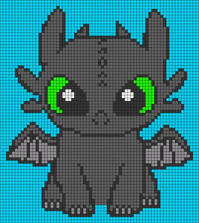 Pixel Crochet Pattern Disney, Toothless Alpha Pattern, Alpha Patterns Disney, Alpha Pattern Disney, Dragon Cross Stitch Patterns, Alpha Patterns Crochet, Grille Pixel Art, Pixel Art Minecraft, Crochet Pixel