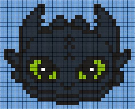 Toothless  From How To Train Your Dragon (Square) Perler Bead Pattern / Bead Sprite Pixel Art How To Train Your Dragon, Httyd Pixel Art, Toothless Pixel Art, Dragon Perler, Pixel Art Dragon, Trin For Trin Tegning, Image Pixel Art, Modele Pixel Art, Perler Bead Pattern