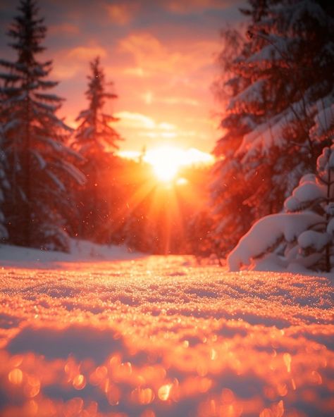 Winter sunrises are pure magic in Scandinavia #wintersunrise #winterwonderland #sweden #igdaily #igtravel #bokeh #snowy #snowwhite #snow… | Instagram Nature, Snow Sunrise, Sweden Aesthetic, Sun Aesthetic, Winter Sunrise, Golden Sun, January 27, Snowy Mountains, Golden Lights