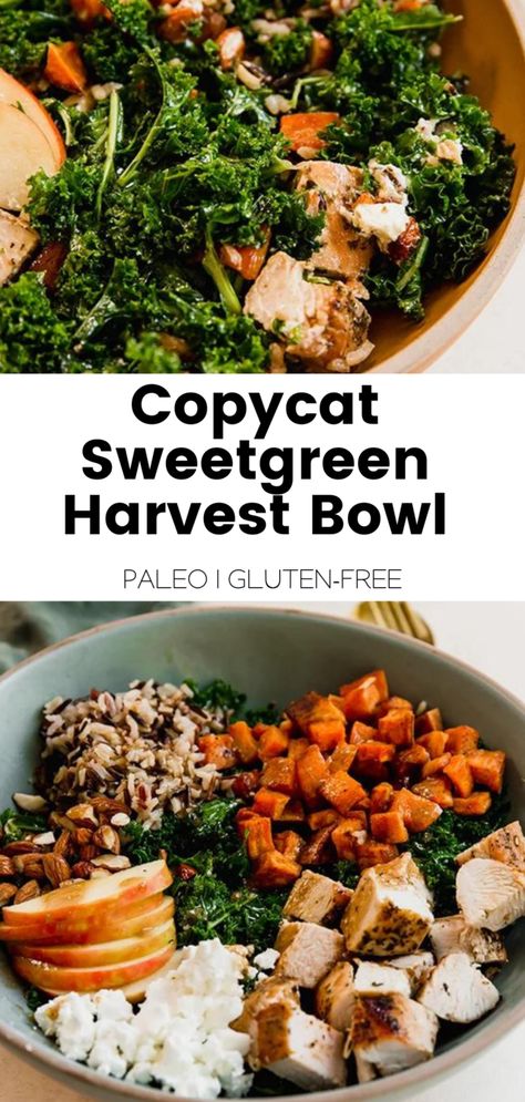 Harvest Bowl Recipe Sweetgreen, Essen, Copycat Sweetgreen Harvest Bowl, Sweetgreen Harvest Bowl Recipe, Harvest Salad Sweetgreen, Healthy Harvest Bowl, Protein Grain Bowls, Harvest Bowl Meal Prep, Iron Rich Salad Recipes