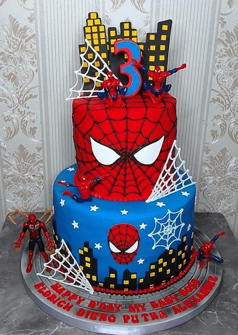 Spider Man Themed Birthday Cake, Spiderman Cake Ideas Spider Man 3rd Birthday, 3rd Birthday Spiderman Cake, Cake Designs Spiderman, Spidey Cake Birthday Boys, Kids Spiderman Birthday Party, Spiderman Cake 5th Birthday, Spider Man Birthday Cake Ideas, Birthday Cake 9 Boy