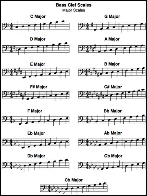 Bass Clef Scale Cello Lessons, Learn Bass Guitar, Trombone Sheet Music, Cello Sheet Music, Music Theory Lessons, Piano Music Lessons, Read Music, Music Theory Guitar, Bass Guitar Lessons