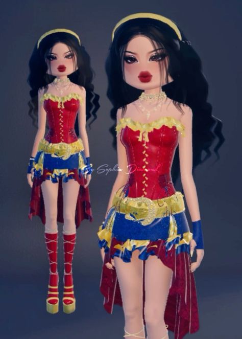 #roblox #robloxdresstoimpress #robloxdti #robloxfashion #dresstoimpress #dti #outfitideas #dtioutfits #dresstoimpressoutfits #robloxmakeup #robloxdtimakeup #dtimakeup #dresstoimpressideas #dti #dress2impress #roblox #pinterest Dress To Impress Superhero Theme, Dress To Impress Wonder Woman, Dress To Impress Hero Or Villain, Wonder Woman Dress To Impress, Dti Theme Roblox Avatar, Superhero Dti Outfit, Starfire Dress To Impress Theme, Cute Costume Ideas For Women, Dress To Impress Superhero