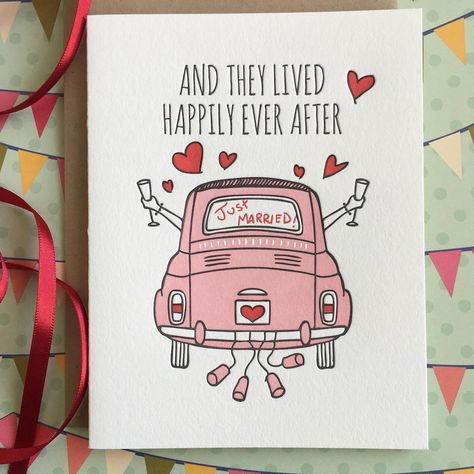 they-lived-happily-ever-after-lesbian-wedding-card Wedding Letterpress, Homemade Wedding Cards, Funny Wedding Cards, Groom Card, Wedding Card Diy, Wedding Congratulations Card, Folded Note, Wedding Cards Handmade, Wedding Congratulations