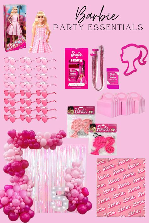 Barbie B Day Party, One Year Old Barbie Party, Barbie Photoshoot Background, Third Birthday Barbie Theme, Barbie One Year Birthday, 5 Year Birthday Party Ideas Barbie, Barbie Team Party, Barbie 21st Birthday Party Ideas, Barbie Movie Party Decorations