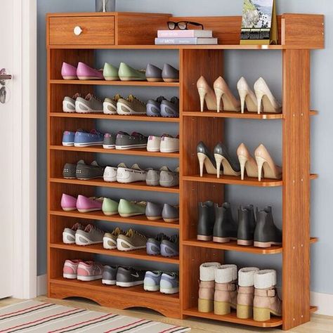 Shoe Storage Walk In Closet, In Closet Shoe Rack, Shoe Storage Organization, Shoe Rack Cabinet Design, Wooden Shoe Rack Designs, Cabinet Shoe Storage, Shoe Organization Small Space, Closet Shoe Rack, Shoe Rack Design