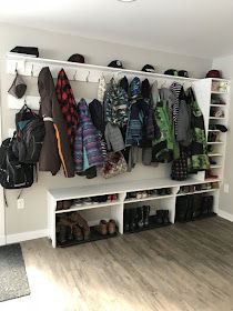 Boot Room In Garage, Large Family Shoe Storage Entryway, Large Mud Room Ideas Entryway, Mud Room For Large Family, Family Mudroom Ideas, Mudroom Large Family, Mud Room Backpack Storage, Coat Closet Ideas Entryway, Big Mudroom Ideas