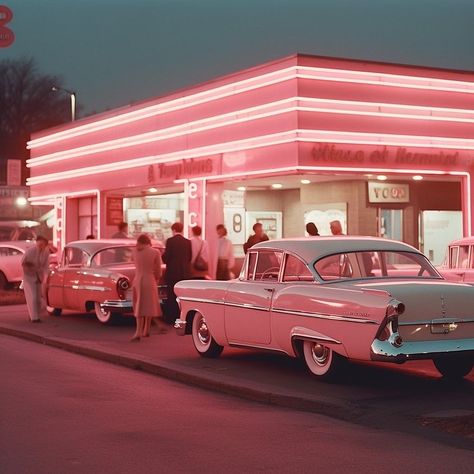 50s Suburbia, Travis Aesthetic, 50s Architecture, Suburbia Aesthetic, 1950’s Aesthetic, 1950s Aesthetic, Mara Lafontan, 50s Vibes, Diner Aesthetic