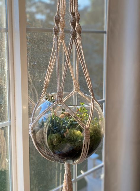 Terrarium Tutorial, Art Macramé, Macrame Plant Hanger Tutorial, Macrame Plant Hanger Patterns, Hanging Terrarium, Diy Macrame Plant Hanger, Kitchen Open, Hanger Diy, Diy Plant Hanger