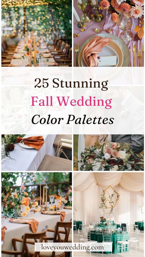 Fall Florida Wedding Colors, Indian Wedding Colors Palette, Wedding Theme September, Fall Industrial Wedding Colors, Color Palette For Wedding Fall, Best September Wedding Colors, Wedding Color Schemes September Colour Palettes, Elegant Rustic Fall Wedding Ideas, Harvest Wedding Colors