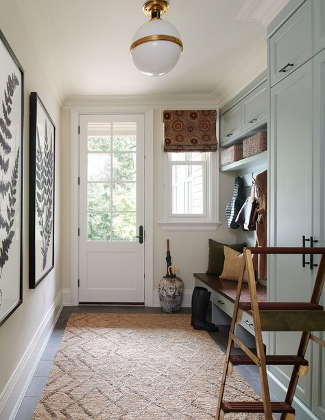 Mixing Metals 101: Emma Reddington Tells You How - House & Home Narrow Mudroom, Mudroom Entryway, Shingle Style Homes, Mud Room Storage, Mudroom Design, Woven Furniture, Boot Room, Outdoor Living Room, Wooden Beams