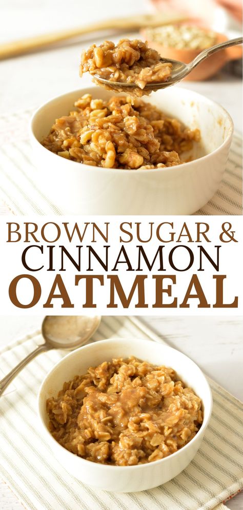 a bowl of oatmeal Homemade Cinnamon Oatmeal, Healthy Cinnamon Breakfast, Oatmeal With Cinnamon, Healthy Hot Oatmeal Recipes, Cinnamon Sugar Oatmeal, Homemade Brown Sugar Oatmeal, Homemade Oatmeal Recipes, Hot Oats Recipes, Plain Oatmeal Recipes