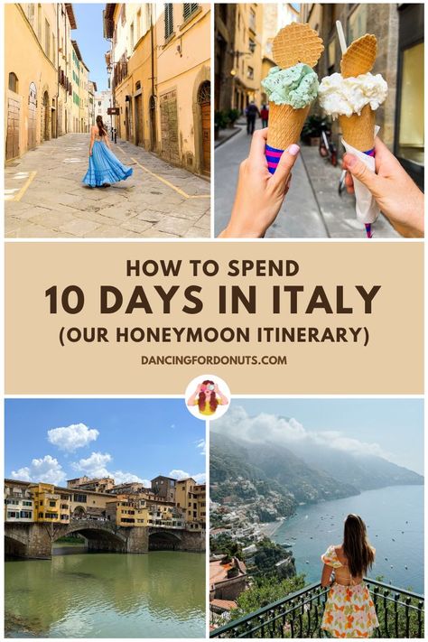 Florence Honeymoon, Italy Honeymoon Itinerary, Almafi Coast Italy, Us Honeymoon Destinations, Honeymoon Itinerary, 10 Days In Italy, Amalfi Coast Itinerary, Italy Trip Planning, Adventurous Honeymoon