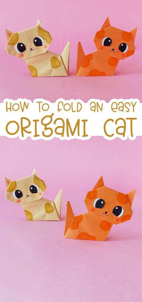 Origami Cats Step By Step, Origami Cat Step By Step, 3d Cat Craft, Cat Origami Tutorial, Origami Art Tutorial, Cat Origami Easy, 3d Origami Tutorial Easy, Origami Art Step By Step, Origami Cat Easy