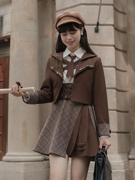 Little Detective Brown Preppy Blazer Maillard Reaction Outfits Christmas Outfit Aesthetic, College Outfits Fall, Detective Outfit, Preppy Blazer, School Uniform Fashion, School Uniform Outfits, Back To School Fashion, Fall Outfits For School, Brown Outfit