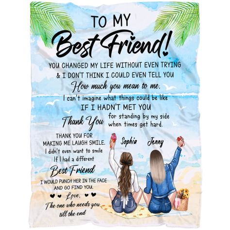 Bff Christmas, Sofa Soft, Bestie Birthday, Personalised Fleece Blanket, To My Friend, Gift For Best Friend, Kids Area, Personalized Blanket, Birthday Gifts For Sister