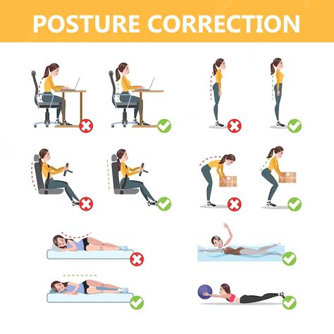 How To Correct Posture, Posture Correction Exercises, Forward Head Posture Exercises, Neck And Shoulder Muscles, Correct Posture, Forward Head Posture, Posture Exercises, Lower Back Pain Relief, Body Posture