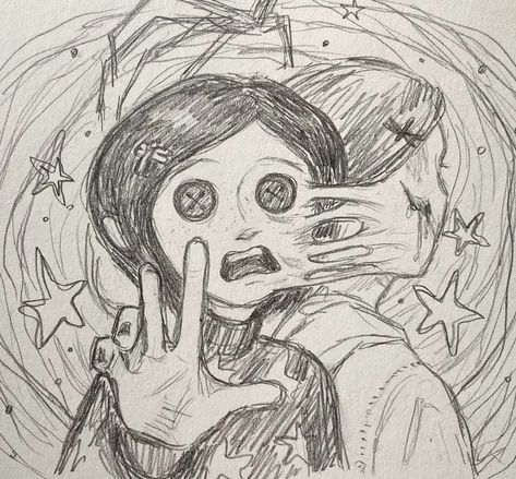 Coraline Drawing, Coraline Art, Arte Grunge, Easy Drawings Sketches, Grunge Art, Art Diary, Arte Inspo, Mini Drawings, Dessin Adorable