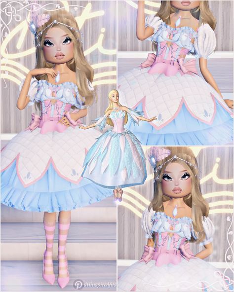 Barbie Swan Lake Dress To Impress, Di Swan Lake, Ballet Dti Outfit, Glinda Dress To Impress, Swan Lake Dti Outfit, Dti Frutiger Aero /nostalgia, Barbie Dress To Impress No Vip, Dti Barbie Outfit Theme, Dti Theme Barbie