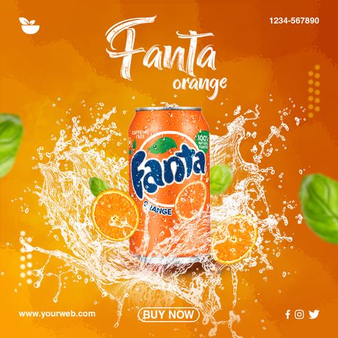 Fanta Poster Design, Cold Drink Advertisement, Orange Juice Social Media Design, Fanta Wallpaper, Fanta Ads, Drink Advertising Design, Drinks Ads, Fruit Juice Brands, Drink Ads