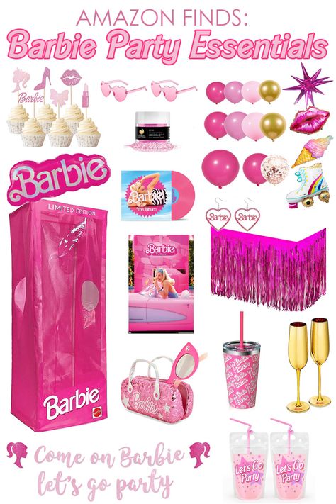 We are so excited for the new Barbie movie this summer! I put together this fun collection of all the Barbie Party Essentials from Amazon we used at our nighttime Barbie screening. You'll love these colorful and unique party items to make your Barbie themed celebration the best day ever! Barbie Swim Party Ideas, Barbie Diy Party Ideas, Barbie Pizza Party, Barbie Movie Themed Birthday Party, Barbie Movie Sleepover, 4th Birthday Party Barbie, Barbie Themed Party Decor, Barbie Viewing Party, Elegant Barbie Party