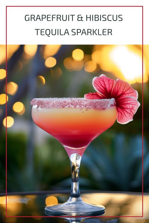 Indulge in these invigorating hibiscus cocktails with tantalizing flavors and vibrant colors, including a Grapefruit Hibiscus Margarita and Hibiscus Paloma. Brighten your day with the perfect blend of sweetness and tanginess. Margaritas, Raspberry Hibiscus Cocktail, Hibiscus Tequila Cocktail, Hibiscus Alcoholic Drinks, Hibiscus Syrup Cocktail, Hibiscus Cocktail Recipe, Hibiscus Margarita Recipe, Hibiscus Martini, Hibiscus Paloma