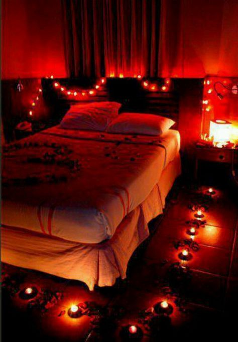 . Honeymoon Ideas Romantic Bedroom, Cozy Bedroom Warm Romantic, Honeymoon Bedroom, Honeymoon Rooms, Exotic Bedrooms, Romantic Hotel Rooms, Wedding Night Room Decorations, Valentines Bedroom, Romantic Room Surprise