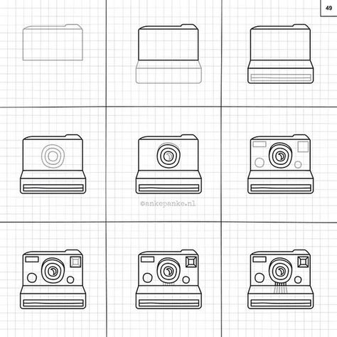 Learn how to draw #polaroid camera. This and much more in the #superrandomthingstodraw Available at ankepankesshop.nl or ankepankesshop.etsy.com: Polaroid Camera, How To Doodles, Bullet Journal Period Tracker, Camera Tattoo Design, Camera Drawing, Cool Doodles, Doodle Pages, Easy Doodle Art, Bullet Journal Themes