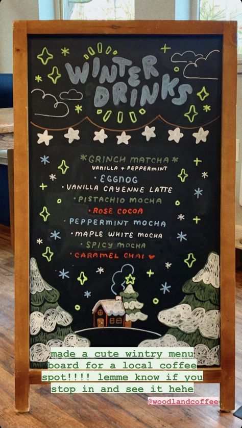 Cute Cafe Sign, Chalk Menu Board Ideas Coffee Shop, Blackboard Menu Cafe, Fall Menu Board, Chalk Art Menu Board, Fall Coffee Board, Barista Board Ideas, Chalkboard Art Coffee Shop, Cafe Board Ideas