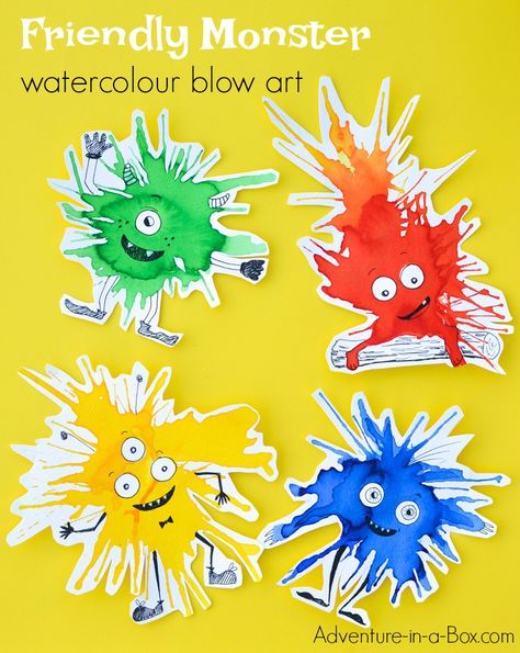 Blow Art, Blow Paint, Monster Craft, Rainy Afternoon, Monster Crafts, Recycled Art Projects, Art Projects For Adults, Projects For Adults, New Painting