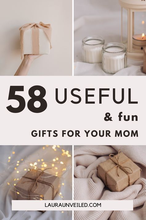 a pin that says in a large font 58 Useful & Fun Gifts for Your Mom Cool Gifts For Mom, Mother’s Day Presents Ideas, What To Get Mom For Her Birthday, What To Get Your Mom For Her Birthday, Gift Ideas For Moms Birthday, Mom Gift Ideas Birthday, Mom Presents Birthday, Presents For Mom Christmas, Bday Gift For Mom