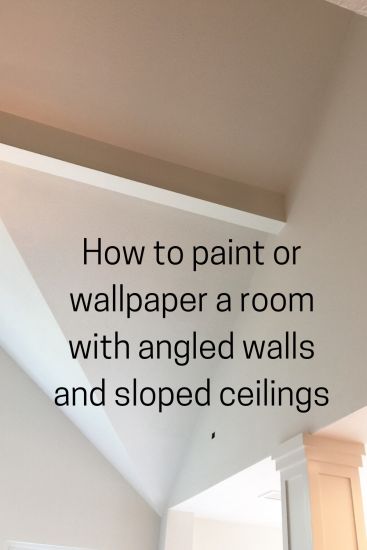 Painting Tip: Wallpapering and Painting angled walls and sloped ceilings >> Visit Linda Holt Creative Website Wallpaper Bedroom Slanted Walls, How To Decorate Attic Bedroom, Attic Room Wallpaper, Bonus Room Wall Ideas, Angled Walls Bedroom, Painting Angled Ceilings And Walls, Coloured Ceiling Bedroom, Upstairs Loft Ideas Kids, Pitched Ceiling Bedroom