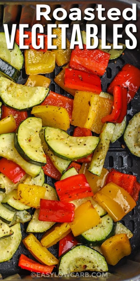 Essen, Air Fryer Roasted Vegetables, Air Fried Vegetable Recipes, Mix Vegetable Recipe, Air Fryer Recipes Vegetables, Easy Roasted Vegetables, Healthy Air Fryer, Veggie Fries, Roasted Vegetable Recipes