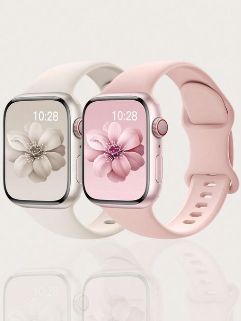 Starlight White and Pink  Collar  Silicone  Watch Accessories Embellished   Watch Accessories & Tools Apple Watches Women, Apple Watch Pink Band, Apple Watch Series 9 Pink, Apple Watch Series 9, Sport Watches Women, Apple Watch Pink, Apple Watch For Women, Pink Apple Watch, Apple Watches For Women