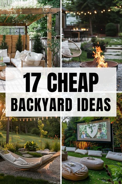 Transform your backyard with these 17 cheap landscaping DIY ideas! Perfect for small or large spaces, simple and easy for renters or homeowners. Get inspired and create your dream outdoor oasis! Cheap Pool Landscaping Ideas, Diy Small Patio Ideas On A Budget, Diy Firepits, Easy Diy Backyard Ideas, Backyard On A Budget, Diy Backyard Ideas, Backyard Upgrades, Pool Diy, Landscaping Diy