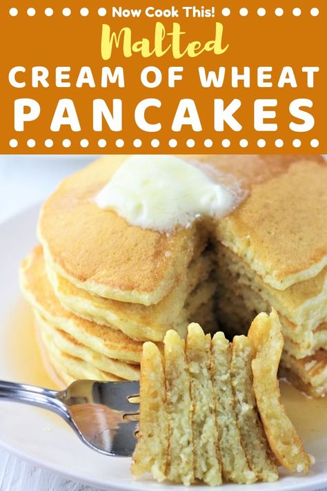 These Malted Cream of Wheat Pancakes are the ultimate diner-style homemade pancake. They're moist yet fluffy and sooo delicious that we've officially declared them The Best Pancakes Ever in our house! Get the recipe and give them a try! #maltedcreamofwheatpancakes #creamofwheatpancakes #homemadepancakes #pancakes #breakfast Cream Of Wheat Pancakes, Best Pancakes Ever, Sugar Donuts Recipe, The Best Pancakes, Homemade Pancake Mix, Best Pancakes, Pancake Calories, Wheat Pancakes, Pancakes Breakfast