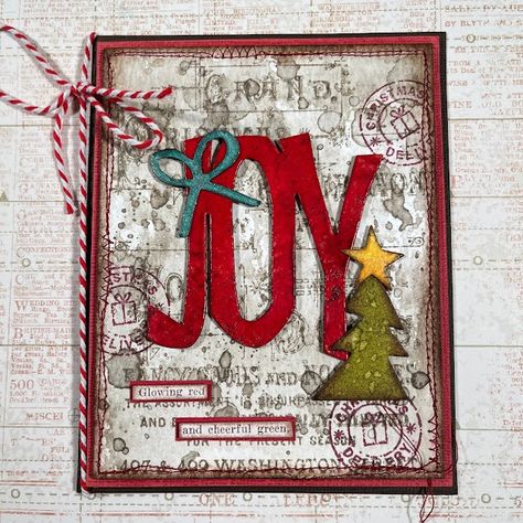 Susanne's blogg: Joy card Distress Paint, Cool Stencils, Lumberjack Plaid, Matte Medium, Joy Cards, Simon Says Stamp Blog, Distress Crayons, Post Stamps, Tim Holtz Sizzix