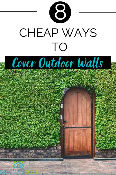 Regardless of your purpose, there are plenty of cheap ways to cover walls outdoors. Importantly, some require very little effort and are suitable for renters who can’t make drastic changes to their space. In this post, we’ll cover some of our favorite cheap ways to cover walls. And don’t worry, we’ve thought about options for all different types of walls and outdoor spaces. Covering Brick Walls Outdoor, Patio Wall Covering Ideas, Brick Covering Ideas, Organisation, Garden Shed Wall Decor, Brick Wall Covering Ideas, Outside Accent Wall Patio, Windowless Exterior Wall Ideas, Cover Exterior Brick