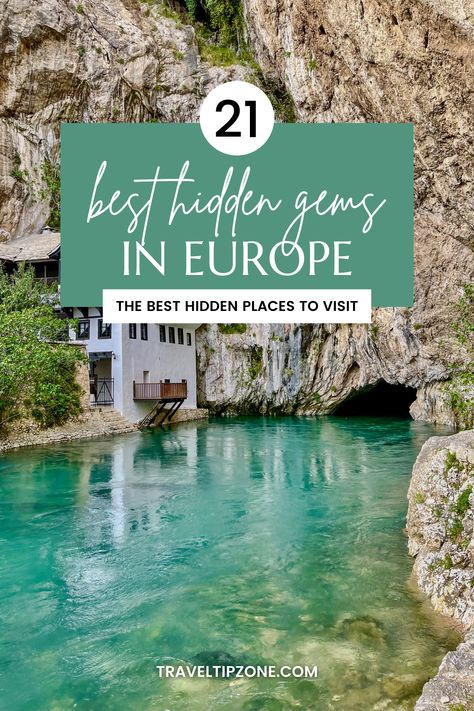 Europe is huge and diverse, which means there are always new places for travelers to discover. In this article we have collected some of the attractions that are relatively lesser-known European destinations. Places that are real hidden gems. They are worth a visit before they become too popular. So here is the list of the best hidden gems in Europe. Hidden Travel Destinations, Best Places To Visit Europe, Europe Adventure Travel, Must See In Europe, Best Places In Spain To Visit, Traveling Around Europe, Best Place To Visit In Europe, Underrated Places In Europe, Top Places To Travel In The World