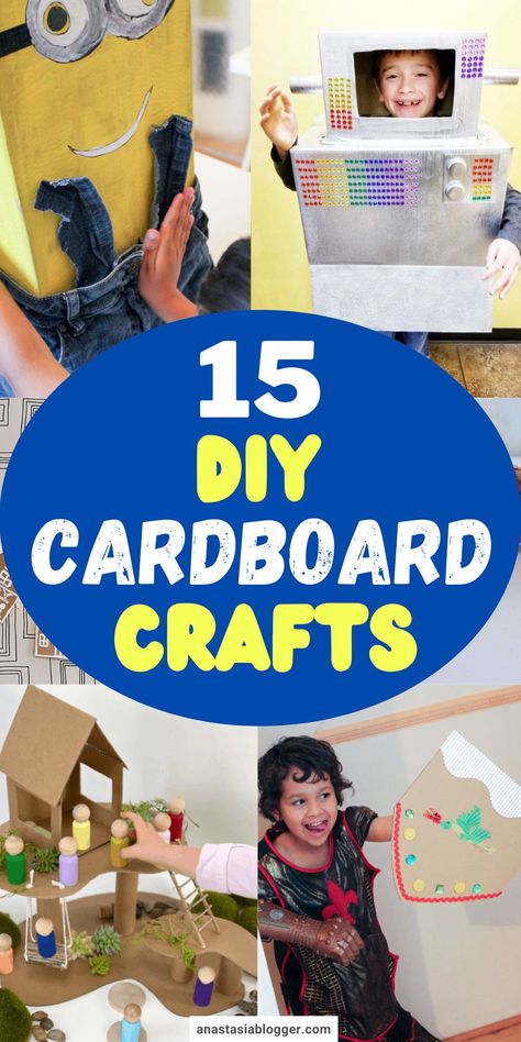 Why not repurpose your cardboards and make them into something new? Here are 15 creative DIY cardboard crafts the whole family can do! #diycrafts #cardboarddiy What To Make Out Of Cardboard, Easy Cardboard Crafts, Diy Cardboard Crafts, Repurposed Cardboard, Diy Valentine's Box, Cardboard Forts, Big Cardboard Boxes, Bumble Bee Craft, Diy Household Tips