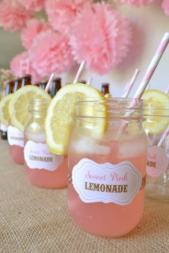 This is just too fabulous! I could drink anything from this mason jar all day! Limonade Bar, ขวดโหล Mason Jar, Uses For Mason Jars, Idee Babyshower, Cowgirl Birthday, Sweet 16 Parties, Mint Julep, Pink Lemonade, Girl Shower